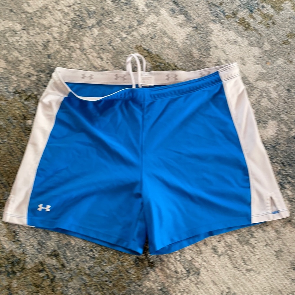 Blue & White Under Armour Shorts with drawstring